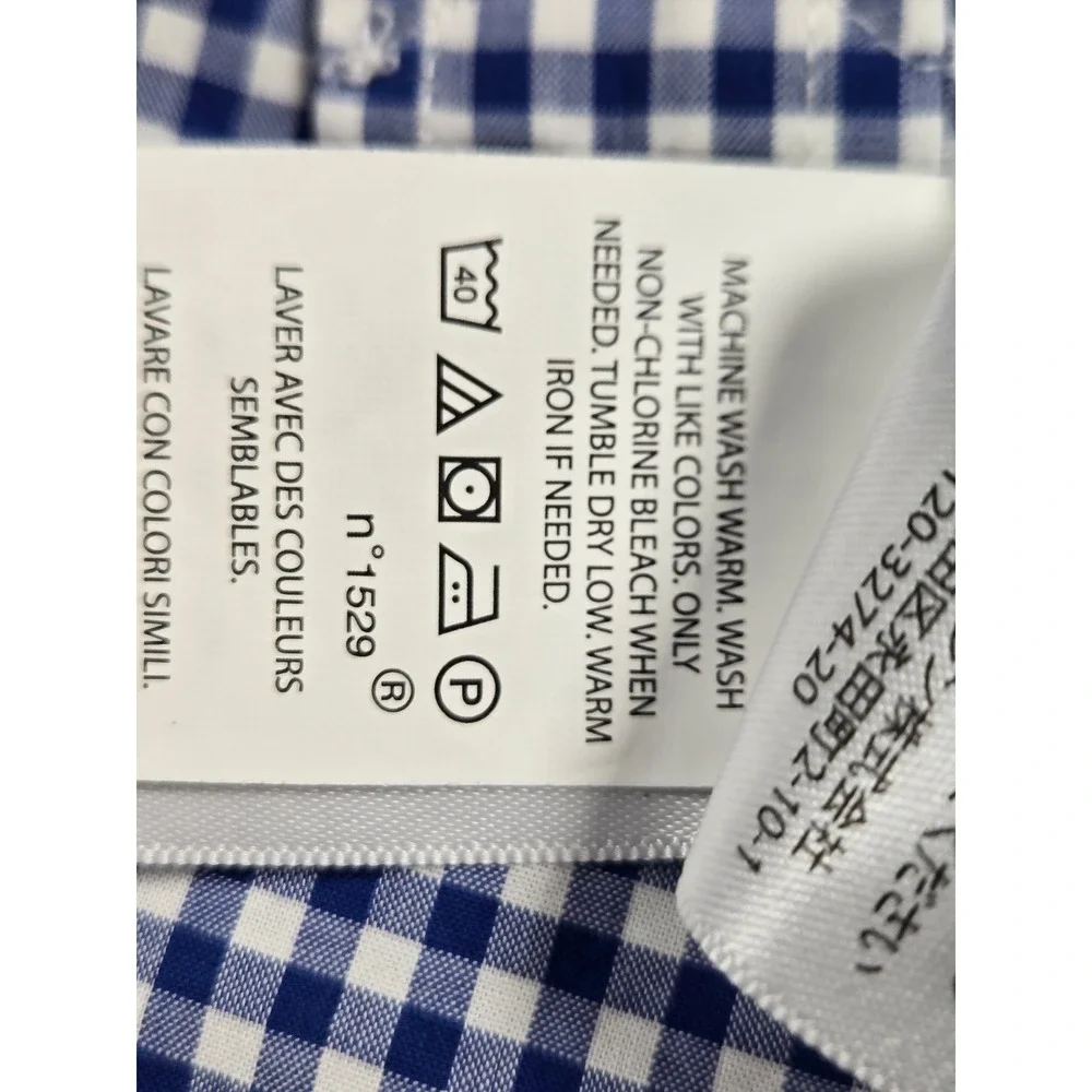 Ralph‎ Lauren Boys Blue White Gingham Button Down Shirt Natural Stretch L 14-16